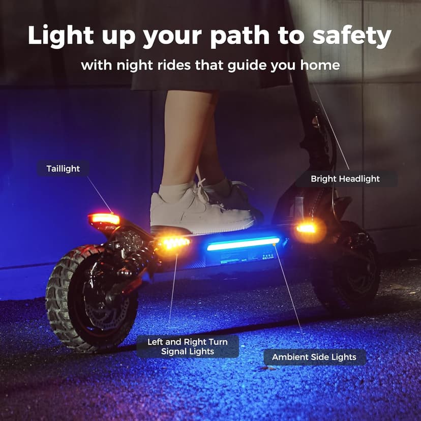 iScooter Electric Scooter, 40/43/50 Miles Long Range & 28/38 MPH Top Speed E Scooter, 10/11/12" Offroad Pneumatic Tire Scooter for Adults with Turn Signals, Double Braking Systems, APP and Storage Bag