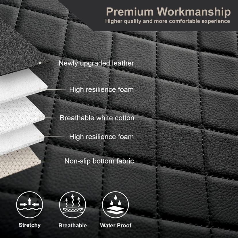 GIANT PANDA Full Set Car Seat Covers Customized Fit 2009-2025 Ford F150 and 2017-2025 F250 F350 F450 Super Crew/Crew Cab Pickup Trucks, Front and Rear Seats Fabric Protectors (Black+Blue)