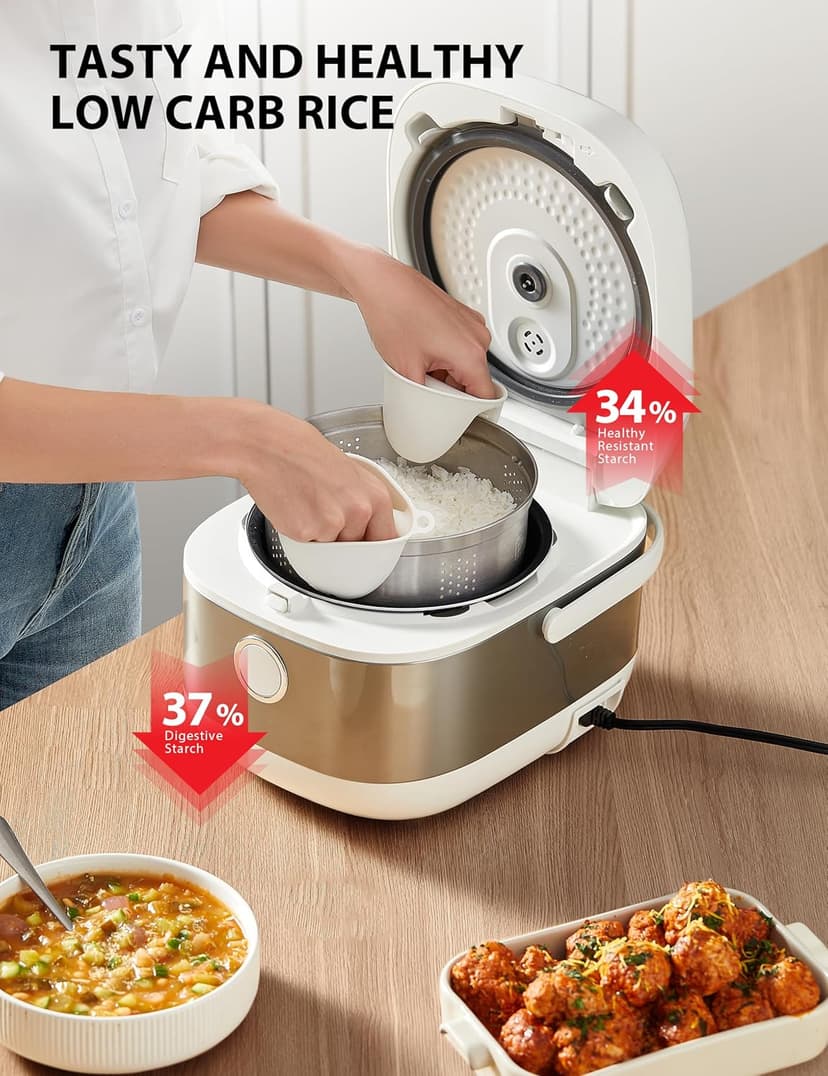 TOSHIBA Rice Cooker Induction Heating, Low Carb Rice Cooker Low Sugar Digital Steamer, 5.5 Cups Uncooked Japanese Rice Cooker, 8 Cooking Functions, 24H Timer & Auto Keep Warm