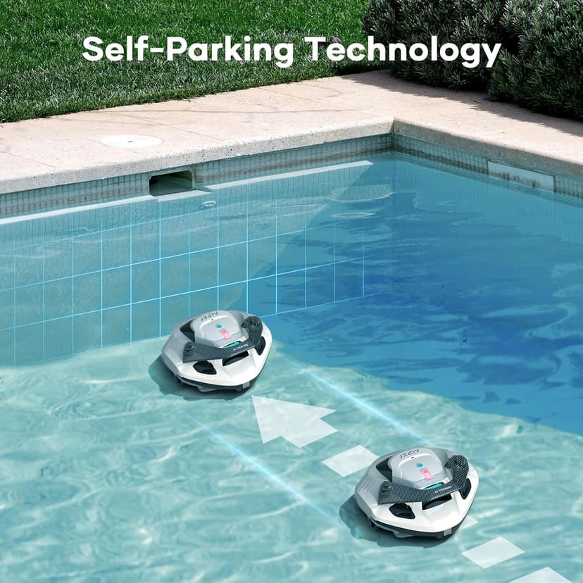 AIPER Cordless Robotic Pool Vacuum, Self-Parking Technology, Portable, Ideal for Above-Ground Flat Pool up to 40 Feet