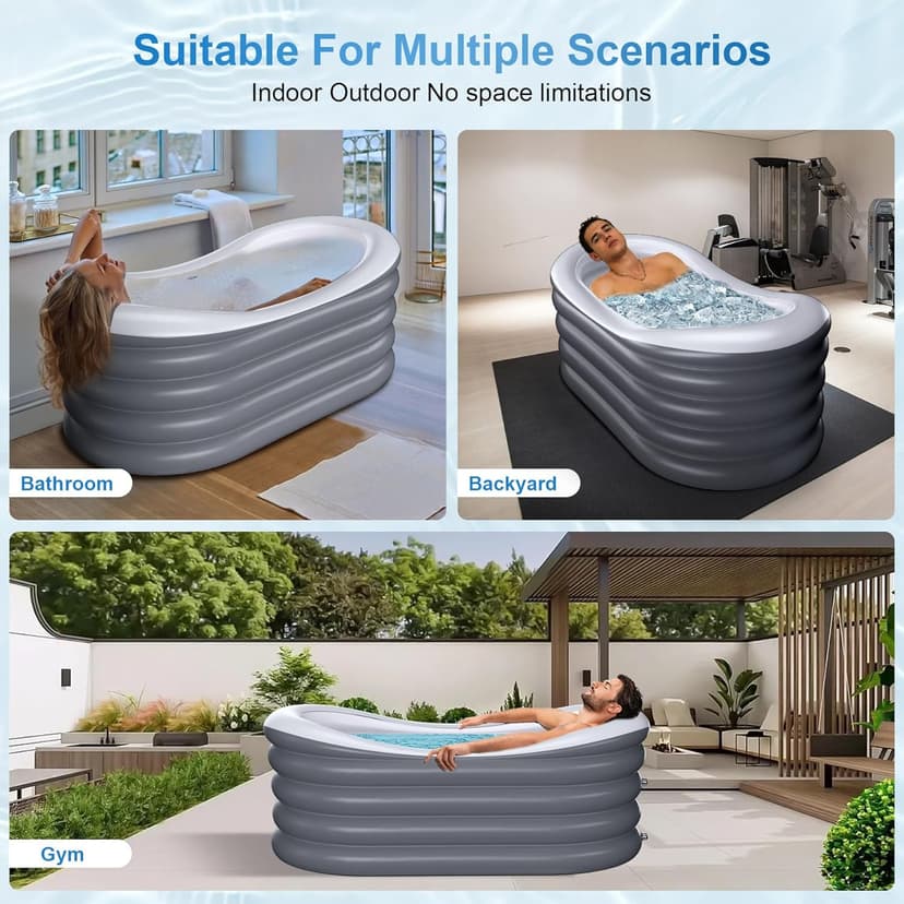 BINYUAN Inflatable Bathtub for Adults - Portable Collapsible Spa Tub with Electric Pump, Hot & Ice Bath Design, Foldable for 1-2 People, Durable PVC - Easy Inflate/Quick Drain