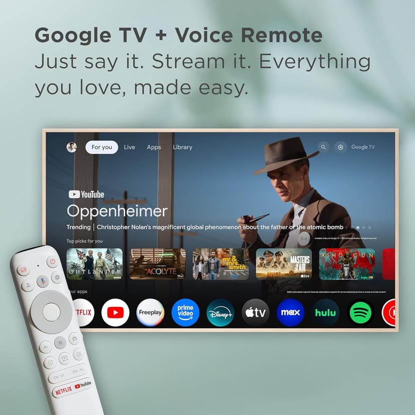 TCL 65-Inch Class QLED 4K Smart NXTVISION TV with Google TV (65A300W, 2024 Model) Dolby Vision HDR & Dolby Atmos, Built-in Google Assistant with Voice Remote, Works with Alexa, Streaming Television