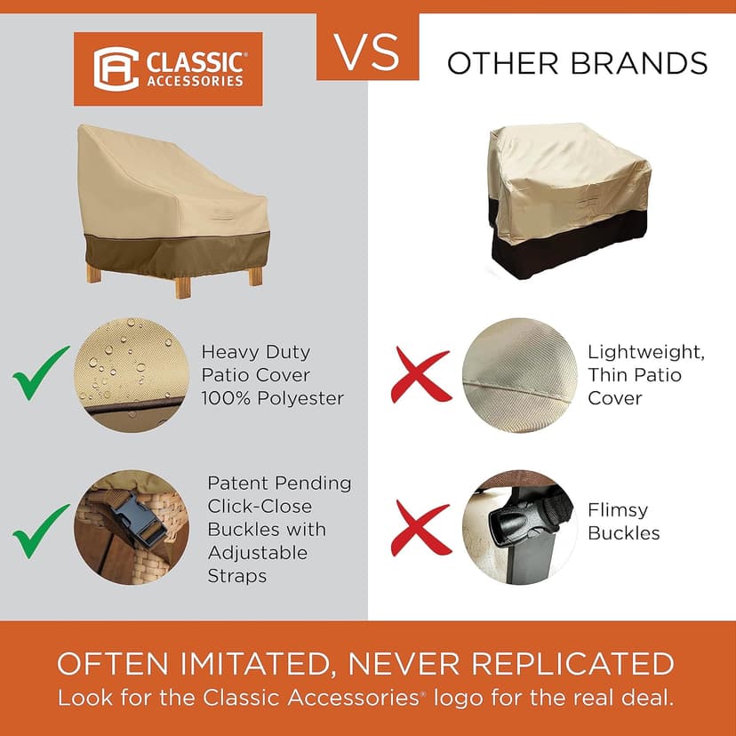 Classic Accessories 55-882-011501-RT Veranda Patio V-Shaped Sectional Sofa Cover, Large, Pebble/Bark/Earth, Patio Furniture Covers