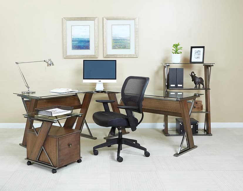 Space Seating Professional AirGrid Dark Back and Padded Black Eco Leather Seat, 2-to-1 Synchro Tilt Control, Adjustable Arms and Tilt Tension with Nylon Base Managers Chair