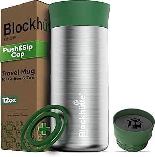 Blockhütte Coffee Cup Insulated Stainless Steel, Tea Tumbler 12oz modern and slim, Insulated Coffee Cup 8h Hot, Travel Tea Mug Spill Proof, Leak Proof Thermal Travel Tumbler