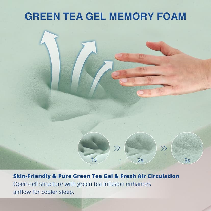 Twin Mattress, 8 Inch Memory Foam for Kids, Cooling Green Tea Gel, Fiberglass Free Comfortable Cover, Medium Firmness, Mattress in a Box, Foam Made in USA, CertiPUR-US Certified