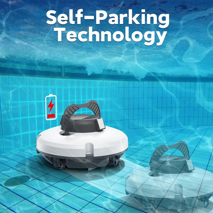 S100 Cordless Robot Pool Cleaner, Last 130Min, 18° Slope Angle, Automatic Pool Vacuum for Above Ground Pools, Self-Parking Pool Cleaner with Filter Basket, Pool Robot Up to 1100 sq.ft
