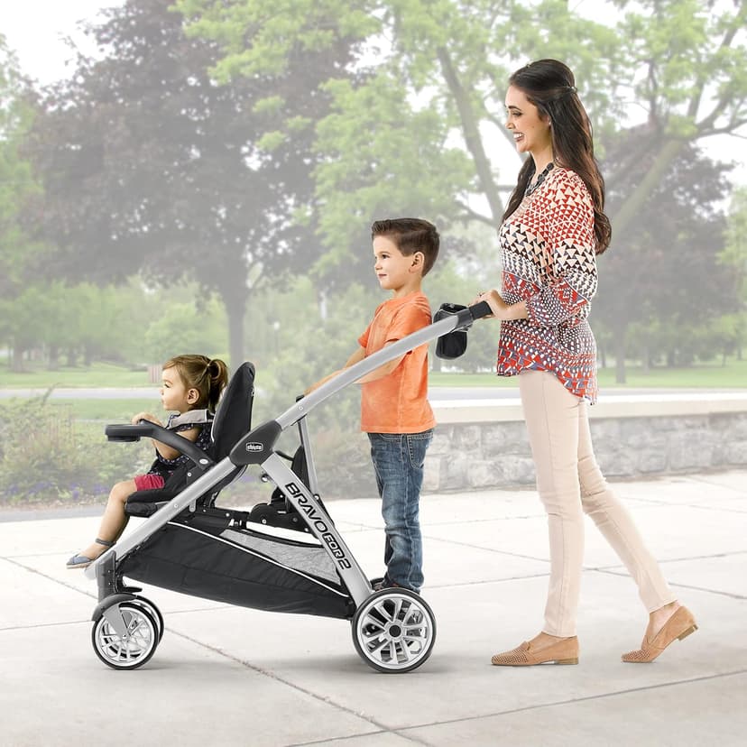 Chicco BravoFor2 Standing/Sitting Double Stroller - Iron | Black/Grey