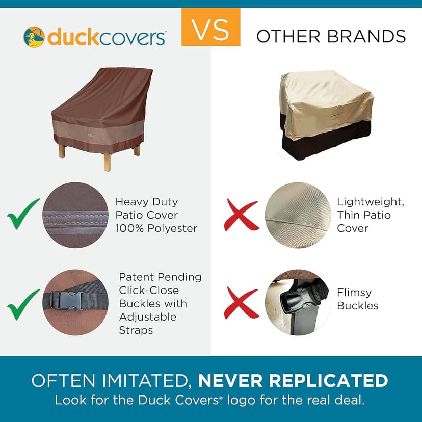 Duck Covers Ultimate Waterproof Patio Sofa Cover, Outdoor Couch Cover with All Weather Protection, Patio Furniture Covers with Attachment Strap, 77"W x 35"D x 35"H, Outdoor Sofa Cover