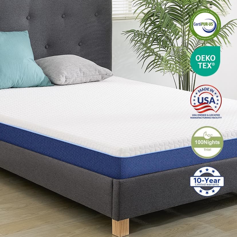 6 Inch Twin Gel Cooling Memory Foam Mattress, Pressure Relief, Medium Firm Support，Mattress in a Box, CertiPUR-US Certified
