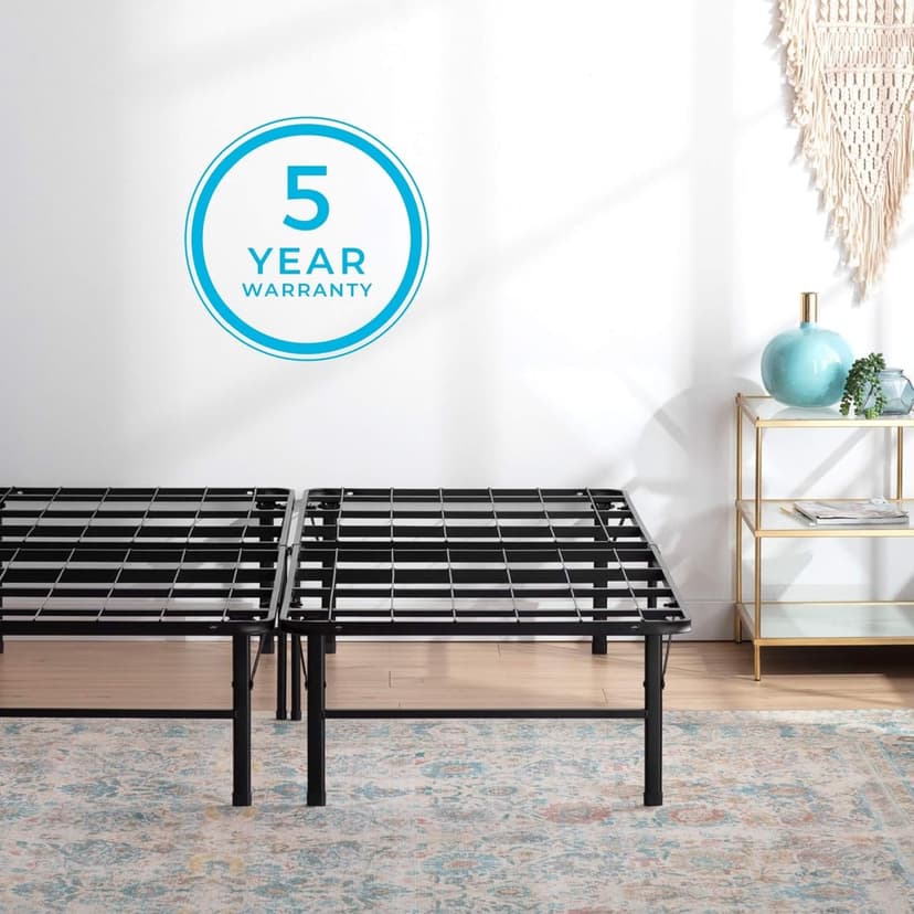 Linenspa Folding Metal Platform Bed Frame - No Box Spring Needed - Underbed Storage - Simple Tool Free Assembly - Mattress Foundation - 14" High - Traditional Design - Sturdy Steel - Full Size