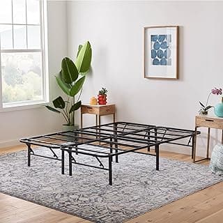 Linenspa Folding Metal Platform Bed Frame - No Box Spring Needed - Underbed Storage - Simple Tool Free Assembly - Mattress Foundation - 14" High - Traditional Design - Sturdy Steel - Full Size