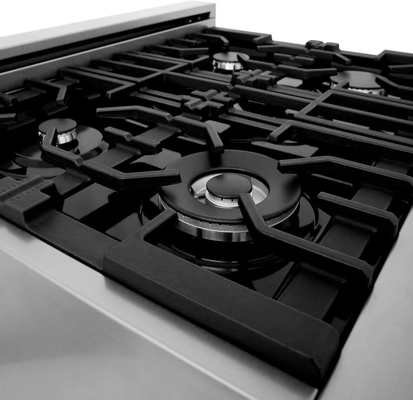 ZLINE 30 Inch 4.0 Cubic Foot Stainless Steel Dual Fuel Range with 4 Burner Porcelain Cooktop, Gas Stove, Cast Iron Grill, and Electric Convection Oven