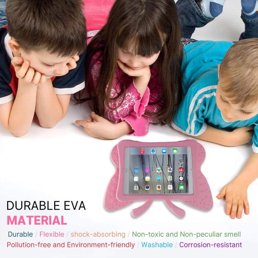 iPad 7 8 10.2 9 3D Cute Butterfly Case for Kids Light Weight EVA Stand Shockproof Rugged Heavy Duty Kids Friendly iPad Cover for Girls iPad 10.2 iPad 7th 8th 9th (Pink)