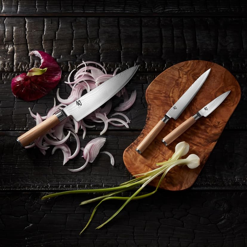 Shun Classic Blonde 8" Chef's Knife, Handcrafted Japanese Kitchen Knife for Professional and Home Chefs, VG-MAX Core with Damascus Stainless Steel Cladding, Pakkawood Handle
