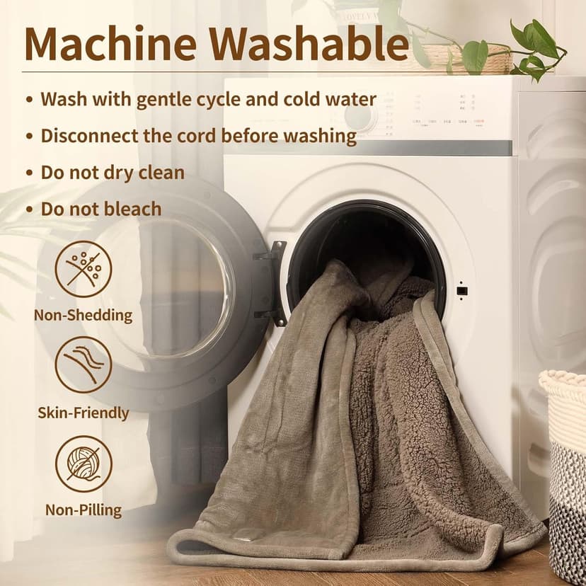 Bearhug Electric Blanket King Size 100" x 90", Dual Controller Heated Blanket, Velvet & Sherpa, 10-Heat Levels & 1-12H Auto Off, Over-Heat Protect, ETL, Machine Washable