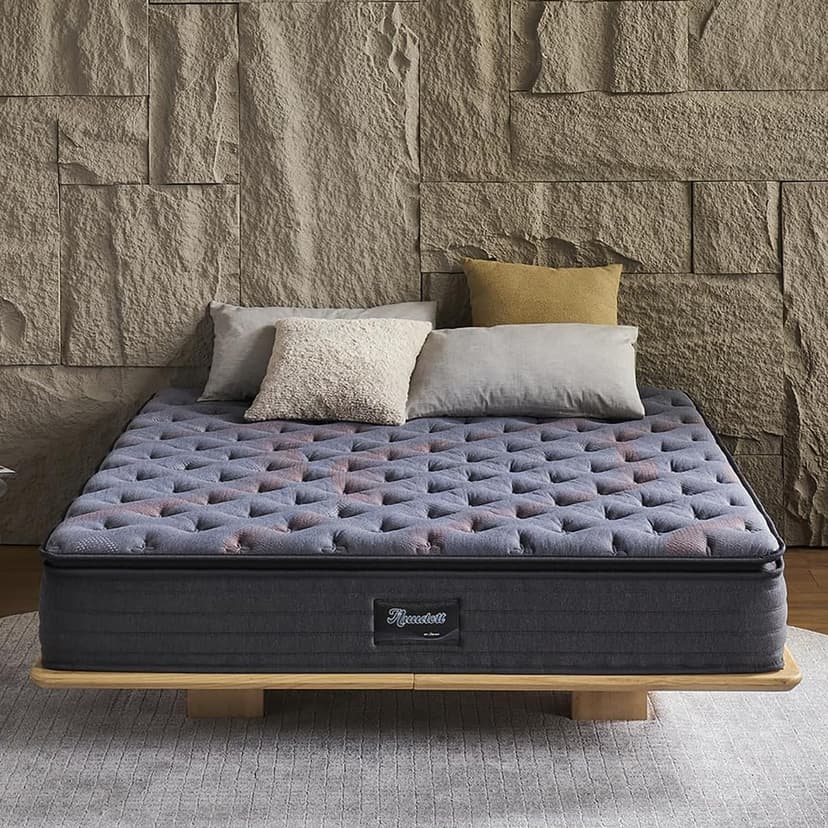 Queen Mattress 12 Inch Pillow Top Hybrid, Medium Firm Pocket Springs, Pressure Relief, Mattress in a Bag for Bedroom, Guest Room