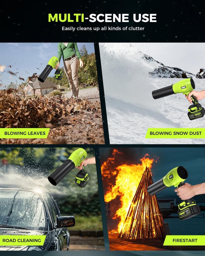 Leaf Blower Cordless with Battery and Charger, 500,000 RPM, Extended Nozzle, Lightweight Handheld Design, Turbo Jet Blower for Patio Cleaning,car Blowing Water, Lawn Care, Blowing Leaves and Dust