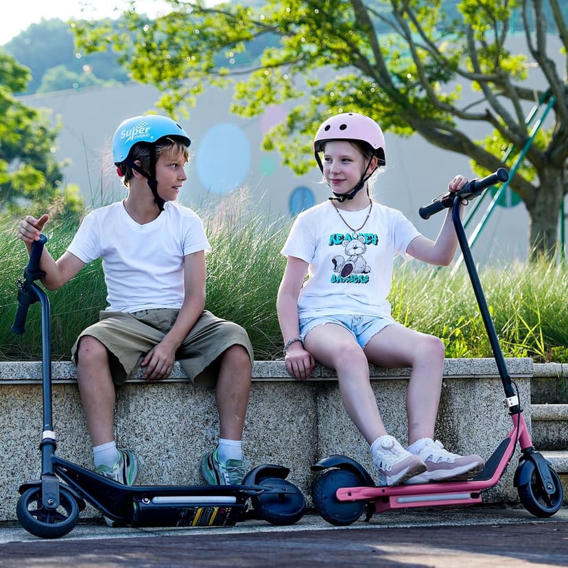 iScooter IK3/IK3Pro Electric Scooter for Kids Aged 6-12, LED Display, 3 Speeds, 3 Heights (IK3Pro), Magnetic Charging, 150W Motor, Colorful Lights