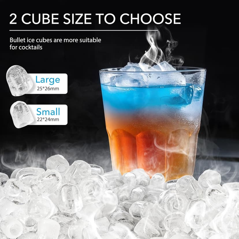 MAXEVE Ice Maker Countertop, 34LBs/24H Ice Machine, 2 Bullet Size, Fast Making 9Cubs in 5 Mins, Portable Ice Maker Machine with Self Cleaning, Ice Basket, Ice Scoop for Home/Office/Bar (Silver)