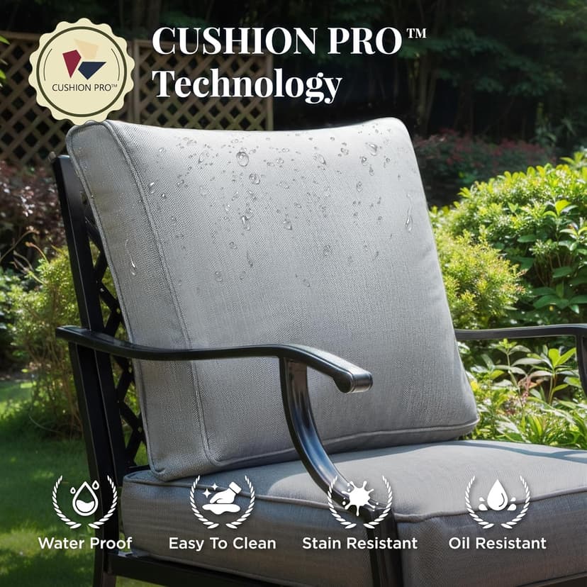 Patio Furniture Set 7 pcs, Outdoor Patio Furniture, 3-Seat Sofa, 2 Single Chairs, 2 Swivel Chairs, 2 Ottomans and 5.75" Extra Thick Cushion, Patio Conversation Set for Backyard Deck,Grey