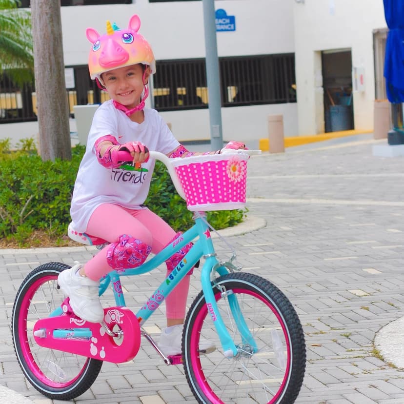 JOYSTAR Paris Girls Bike for Ages 3-8 Years Old, 14 16 18 Inch Kids Bike with Training Wheels, Basket and Handbrake, Multiple Colors