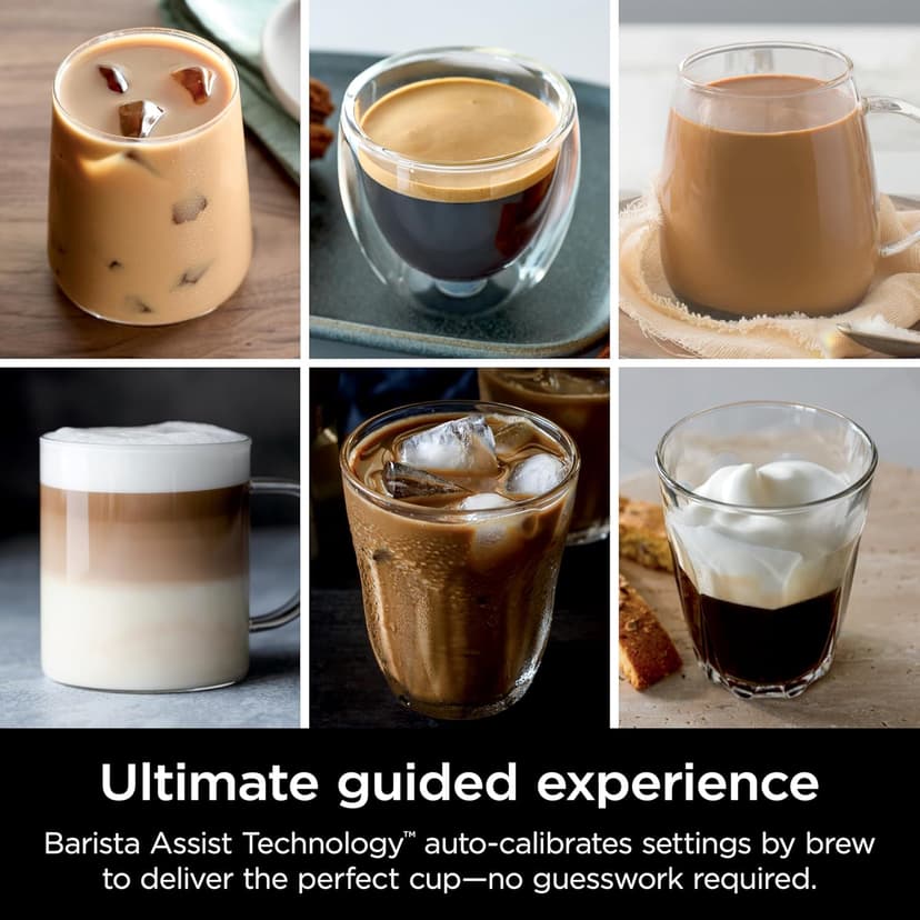 Ninja Luxe Café Pro Series, Espresso Machine, Drip Coffee, Cold Brew, Hot Water, Integrated Tamper, Built-in Grinder, Hands-Free Frother for Cappuccinos, Lattes, Americanos, Dairy or Non-Dairy, ES701