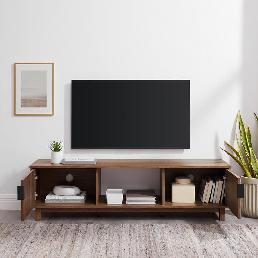 Walker Edison Arundo Fluted TV Stand for TVs up to 65 Inches, 58" TV Stand, Mocha
