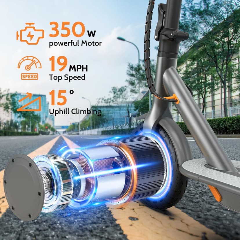 MAXSHOT Electric Scooter Adults & Big Kids, 350W Powerful Motor, Top Speed 16/19MPH, 12/16/19/21Miles Range, 8.5" Solid Tires Folding Commuter Escooter with Dual Suspension for Commuting, APP Control