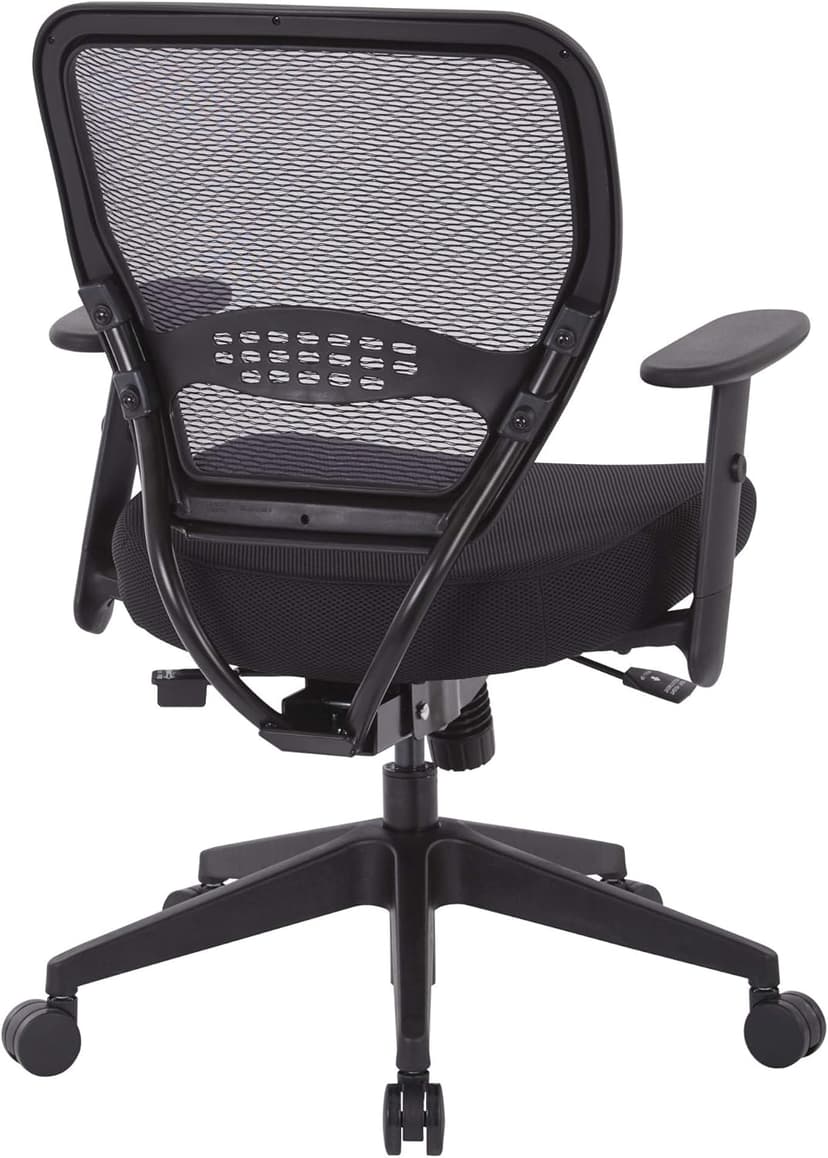 Space Seating AirGrid Back and Padded Mesh Seat, 2-to-1 Synchro Tilt Control, Adjustable Arms, Black