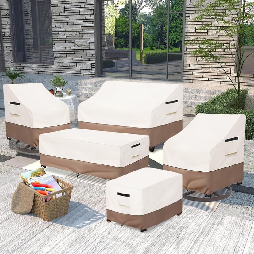 Patio Chair Covers Waterproof Patio Furniture Covers, 33W x 35D x 36H Inches Swivel Outdoor Chair Cover 2 Pack (Beige)