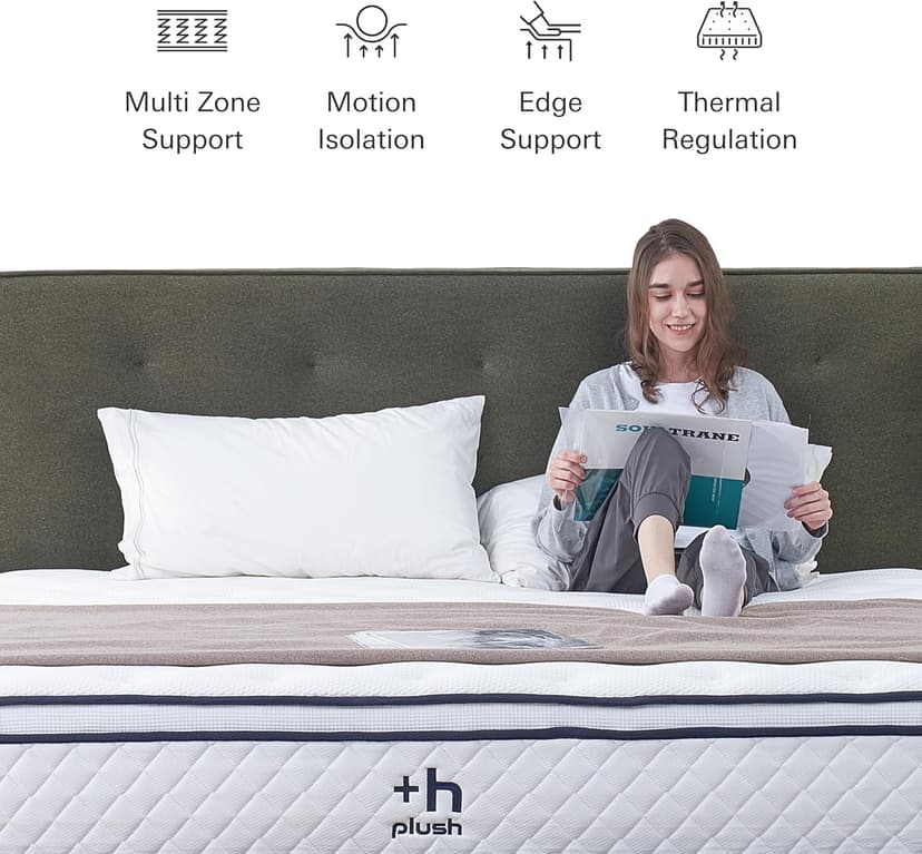 Plush Dream King Mattress 12 Inch Hybrid Pocketed Springs - Mattress in a Box with Memory Foam, Soft Plush Feel, Motion Isolation, Multi-Zone Spinal Support