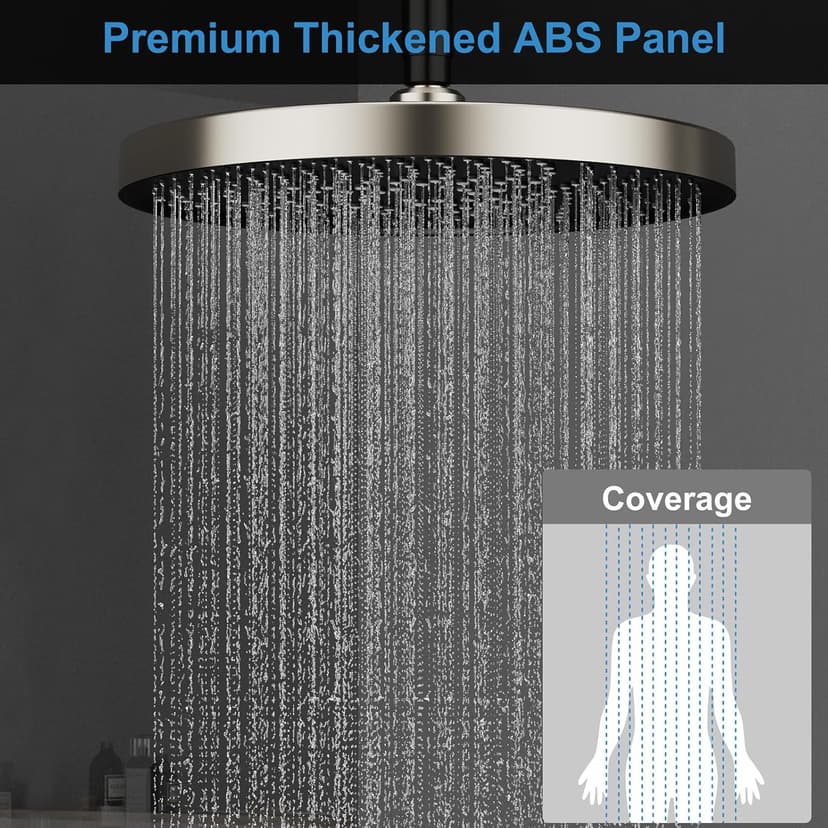 Shower System Brass Thermostatic Shower Faucet Set With Valve and Diverter Shower Mixer with 2 Rain Shower Head and Multi-function Handheld Head（Brushed Nickel）