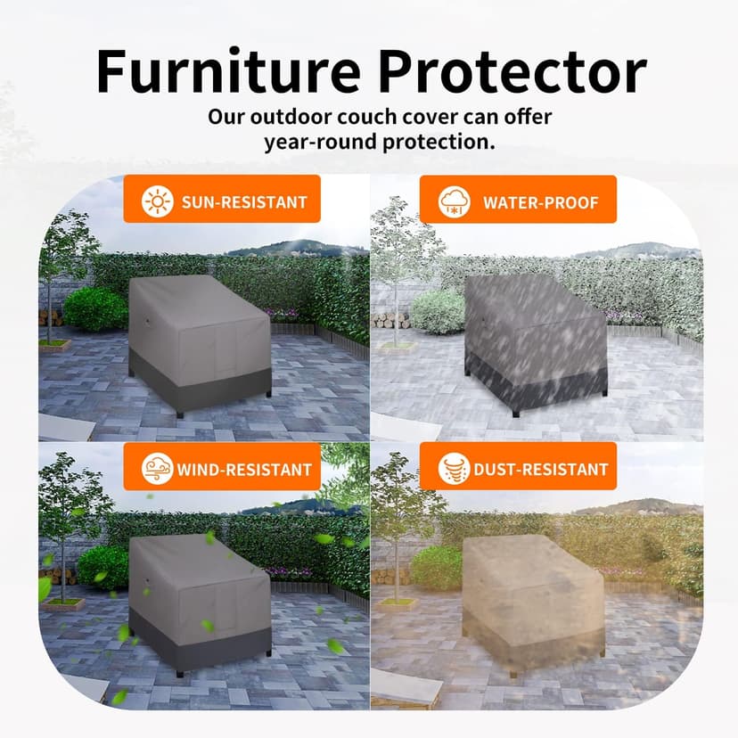 Easy-Going Outdoor Chair Cover Waterproof, Heavy Duty Patio Chair Cover, Windproof Outdoor Furniture Cover with Air Vent (2 Pack-33.5Wx31.5Dx36H inch, Gray/Dark Gray)
