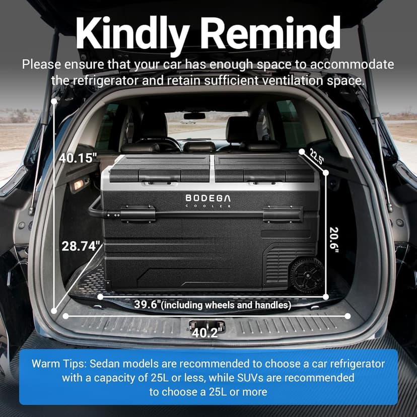 BODEGACOOLER 12 Volt Car Refrigerator, RV Car Fridge Dual Zone APP Control, Portable Freezer,121 Quart (115L) -4℉-68℉ RV Electric Compressor Cooler 12/24V DC &100-240V AC for Outdoor, Camping, Travel