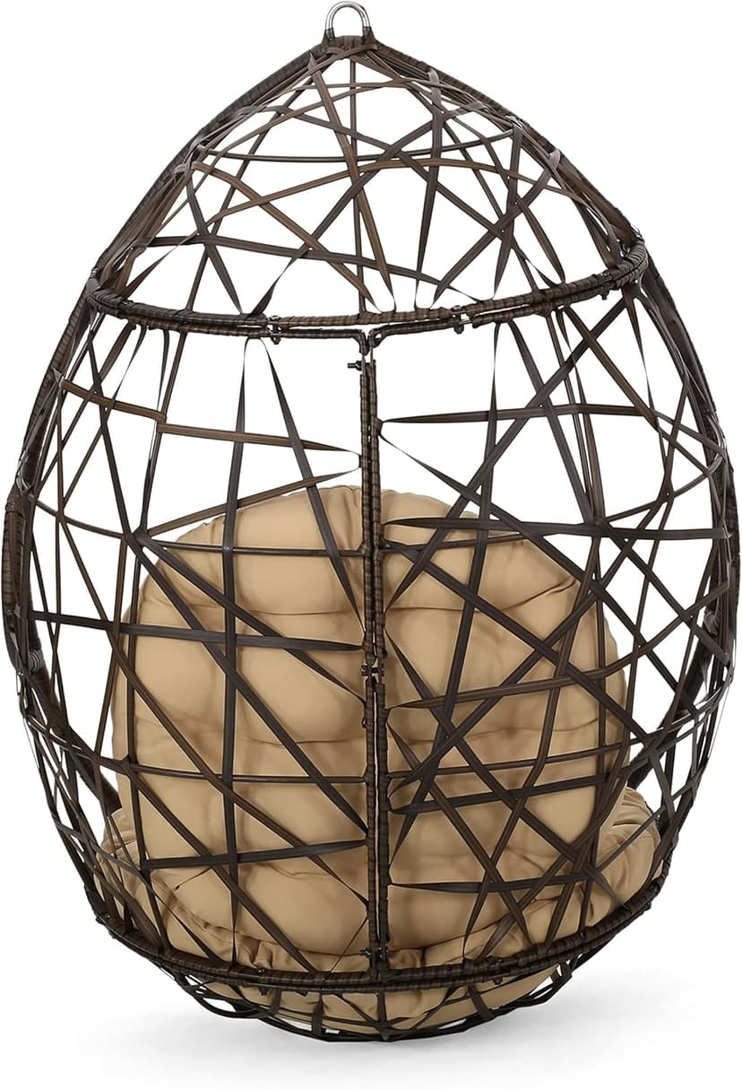 Christopher Knight Home CKH Wicker Tear Drop Hanging Chair, Brown