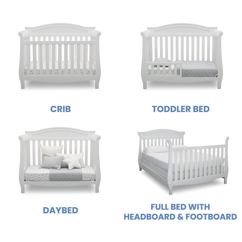 Delta Children Lancaster 4-in-1 Convertible Baby Crib, Bianca White