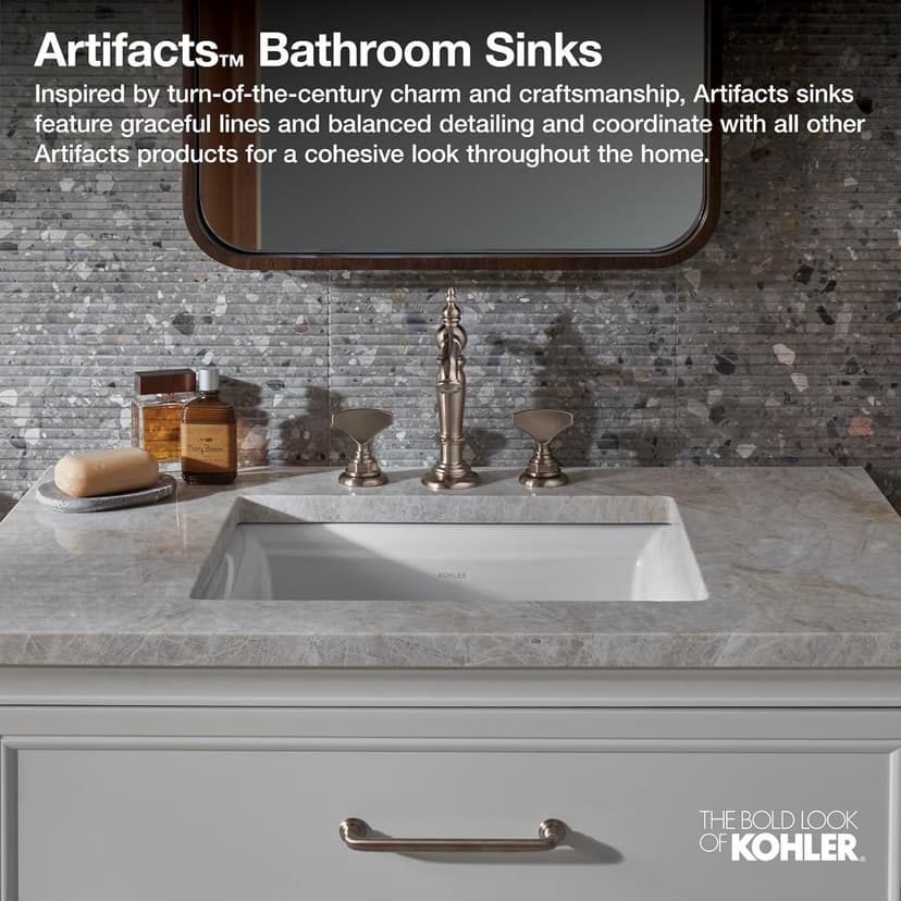 Kohler K-21783-0 Artifacts 21 1/4" Rectangle Undermount Bathroom Sink, White