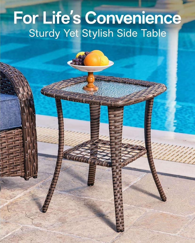 Patio Furniture Set with 6-Inch Thick Cushions, High Back Outdoor Swivel Rocker Chairs, Patio Couch and Ottomans, 6-Piece Easy Assembly Conversation Set for Porch Deck Pool Yard in Blue