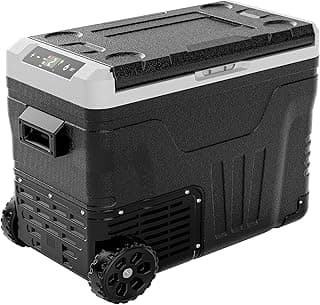 EUHOMY 12 Volt Refrigerator, 53QT(50L) Electric Cooler, Portable Freezer 12V/24V DC 110-240V AC, 12V Fridge -4℉~68℉, 12V Cooler with Wheels & 2 Baskets for Travel, Truck, Boat, Camping
