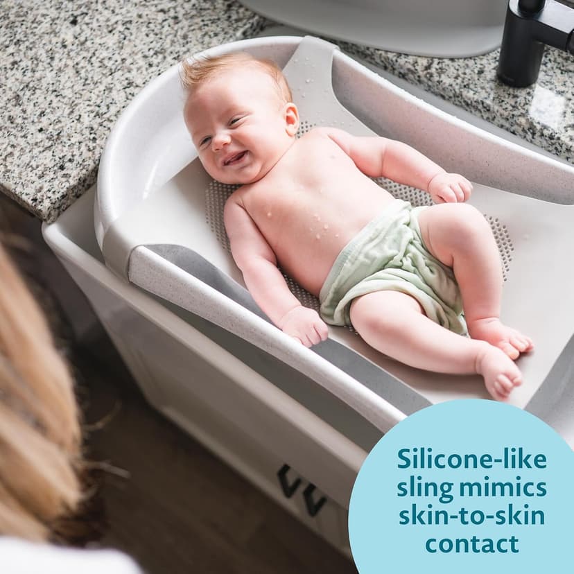 The First Years Rain Shower Baby Bath Tub Set - Includes Convertible Bath Tub and Sling with Soothing Spray - Baby Bath Seat and Spa for Newborn to Toddler - Baby Bath Essentials