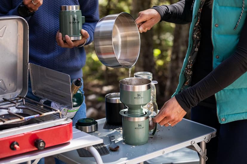Stanley Perfect Brew Pour Over Set | 12 oz Camp Mug with Lid Included | Drip Coffee Maker with Reusable Filter | Insulated Stainless Steel | BPA-Free | Hammertone Green