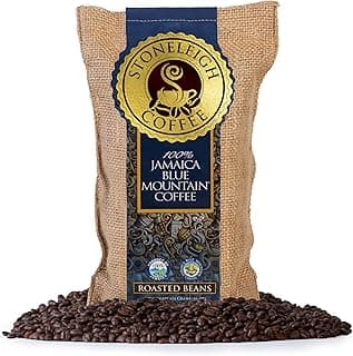 Stoneleigh Coffee – Premium 100 Grade A Jamaica Blue Mountain Coffee Roasted Beans– Genuine Jamaican Product - Traditional Jamaican Crocus (Burlap) Bag Packed Ideal for Gifting, 16oz