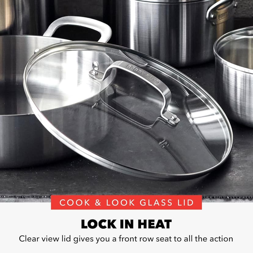 GreenPan x Bobby Flay 10 Piece Stainless Steel Cookware Set, Tri-Ply Multiclad Pots & Pans, Professional Grade, Oven & Broiler Safe to 600°F, Dishwasher Safe, Durable, Induction Compatible, Silver