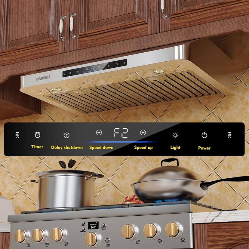 Under Cabinet Range Hood 30 Inch,900 CFM Stainless Steel Kitchen Stove Vent Hood with 4 Speed Exhaust Fan Gesture Sensing/Touch/Remote Control