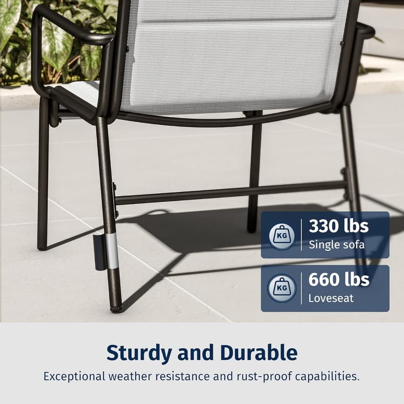 EAST OAK 4 Seats Outdoor Furniture Set, Waterproof Patio Furniture Set, Patio Loveseat with Coffee Table for Porch or Garden, 4-Piece Patio Conversation Sets for Balcony, Upgrade Grey
