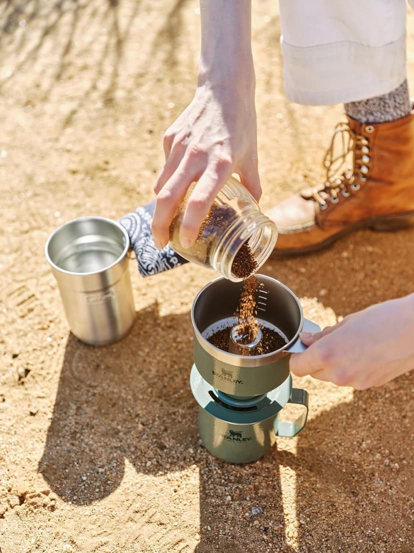 Stanley Perfect Brew Pour Over Set | 12 oz Camp Mug with Lid Included | Drip Coffee Maker with Reusable Filter | Insulated Stainless Steel | BPA-Free | Hammertone Green