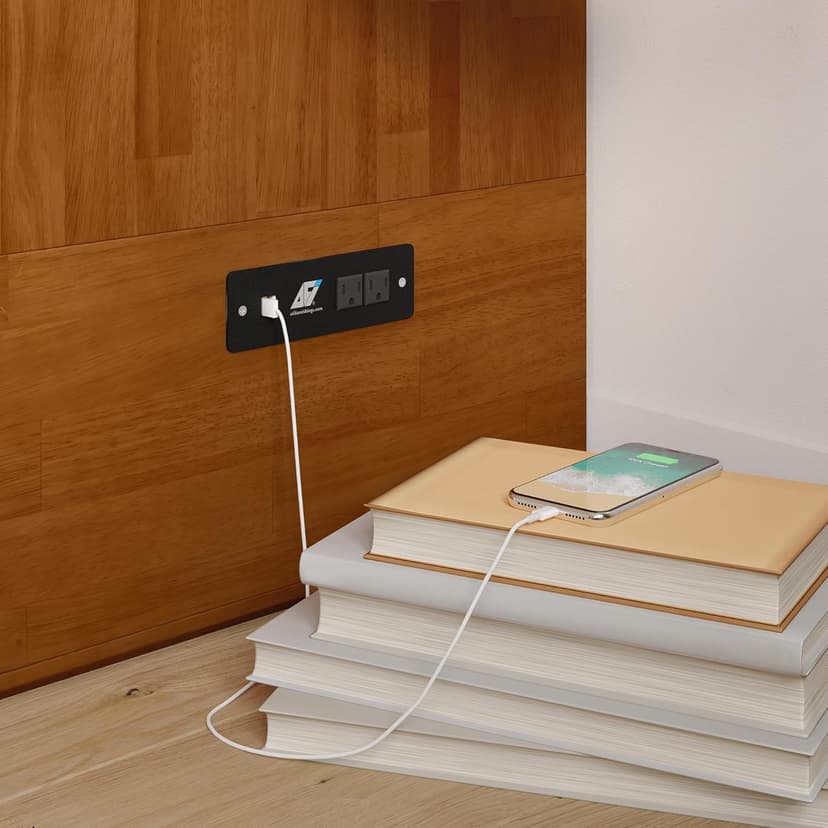 AFI Hamilton Full Murphy Bed Chest with Mattress, Storage, and Built-in Charger in Light Toffee