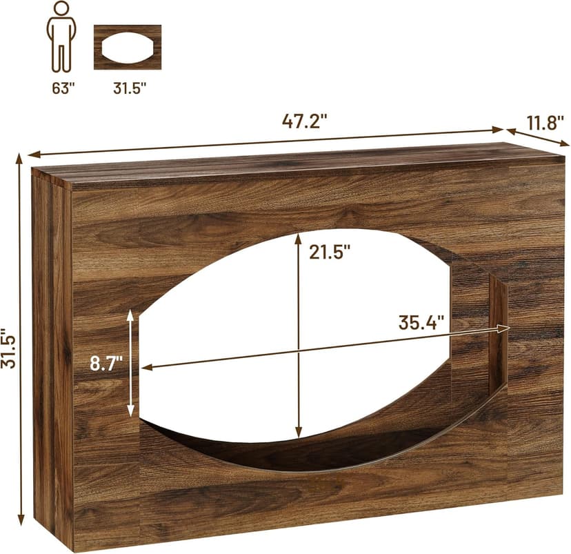 Farmhouse Console Table, 47 Inches Entryway Console Table with LED Light, Sofa Table Behind Couch, Wooden Hallway Accent Table for Entryway, Living Room