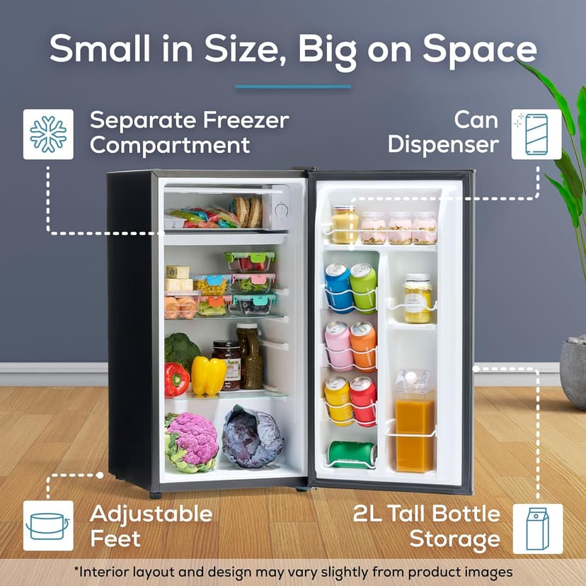 Igloo 3.2 Cu.Ft. Single Door Compact Refrigerator with Freezer - Slide Out Glass Shelf, Perfect for Homes, Offices, Dorms - Black